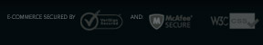 VeriSign Secured, McAfee Secure, W3C CSS compliant
